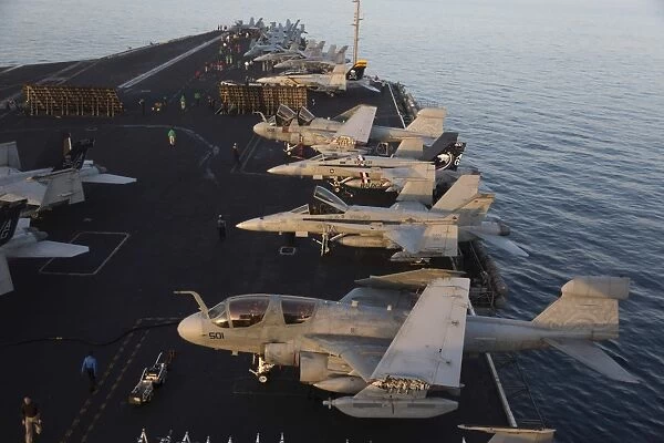 Aircraft parked on the flight deck of USS Dwight D. Eisenhower