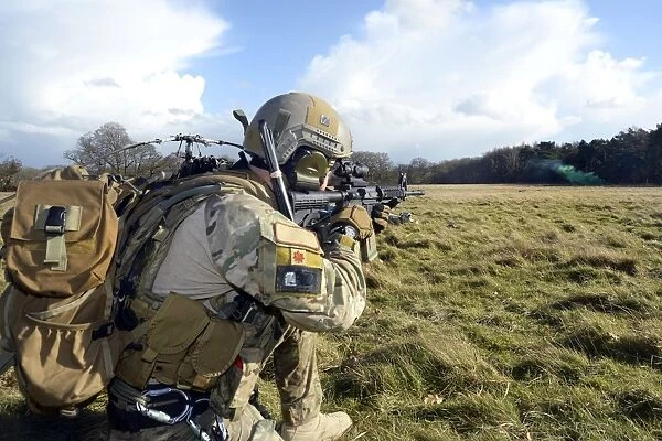 Airman sets up a perimeter defense at the Stanford Training Area, England