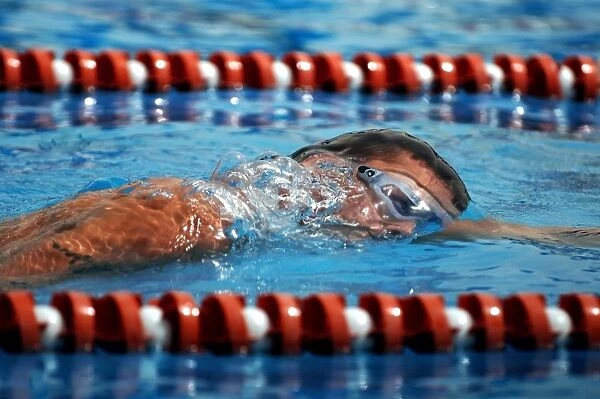 An Airman swims in the 1, 600-meter relay