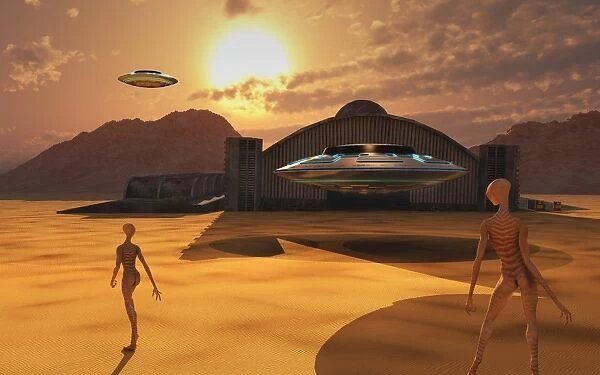 Alien reptoids and their flying saucers at Area 51