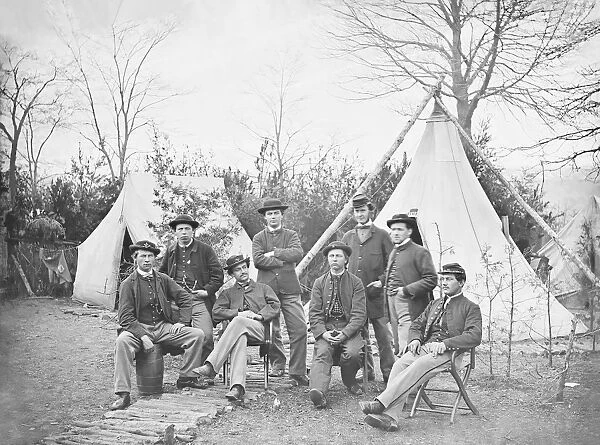 American Civil War soldiers at their encampment