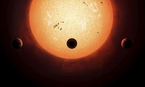 Artists concept of an Earth-sized planet passing in front of a sun-like star