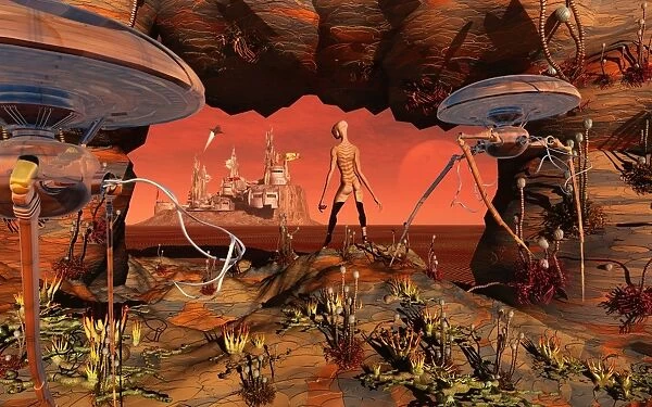 Artists concept of life on Mars before it became the lifeless planet we know today