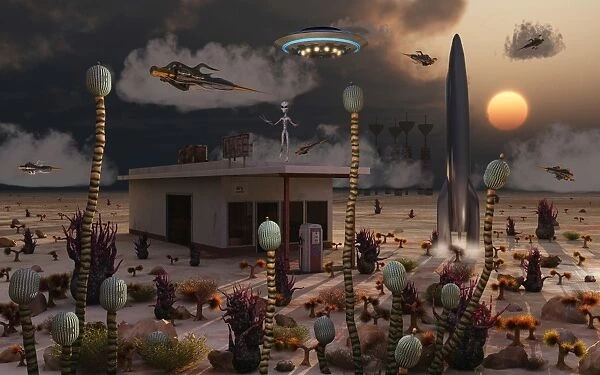 Artists concept of a science fiction alien landscape