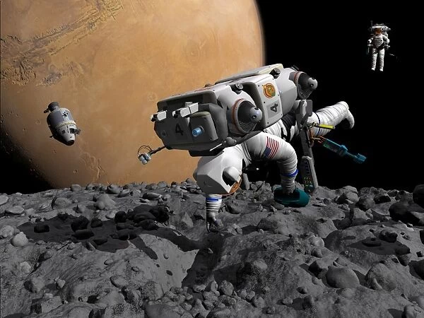 An astronaut makes first human contact with Mars moon Phobos