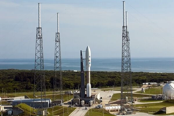 An Atlas V-551 launch vehicle at Cape Canaveral Air Force Station in Florida