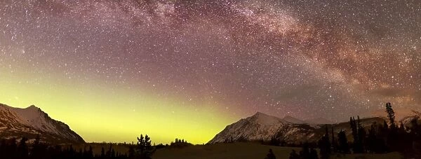 Aurora borealis, Comet Panstarrs and Milky Way over Yukon, Canada