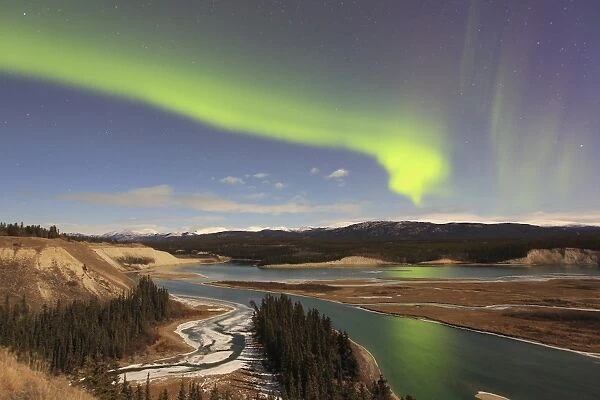 Aurora borealis over the Yukon River, Whitehorse, Yukon, Canada