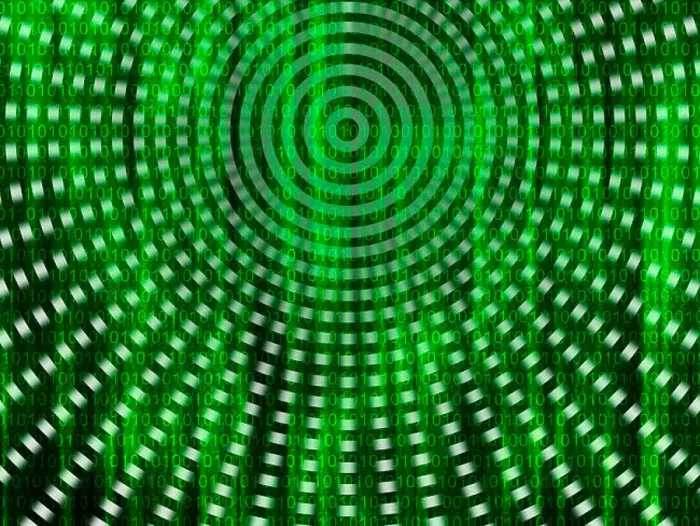 Framed Print : Binary code streaming