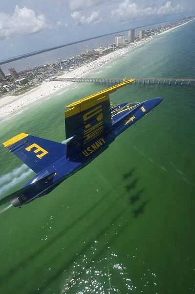 The Blue Angels perform a practice flight demonstration over Florida