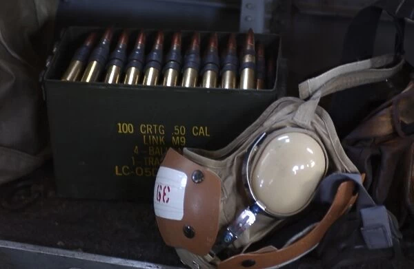 A box of live M2. 50 caliber machine gun ammunition