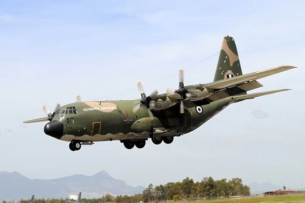 C-130 Hercules from the Hellenic Air Force landing at Decimomannu Air Base, Italy