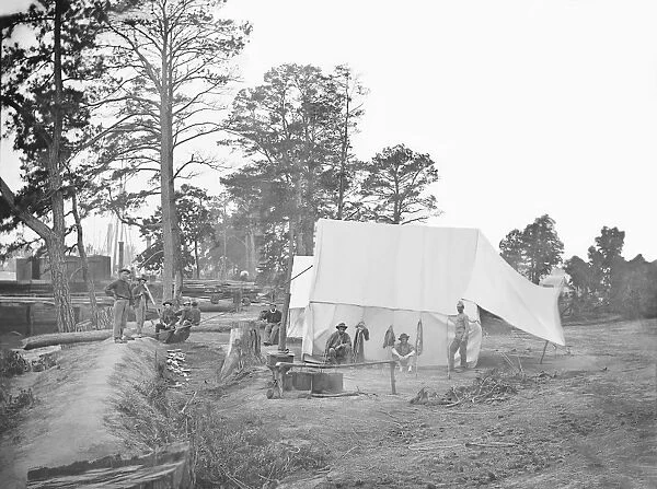 Camp scene showing cooks tent during the American Civil War