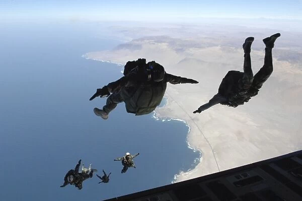 Chilean and U. S. pararescuemen jump near Iquique, Chile