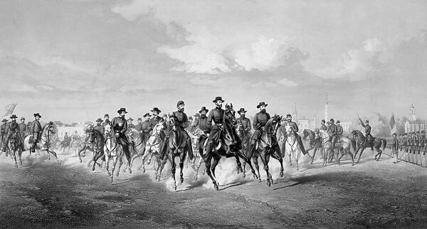Civil War print of General Sherman and his Generals on horseback