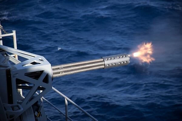 A close-in weapons system is fired aboard USS Harry S. Truman