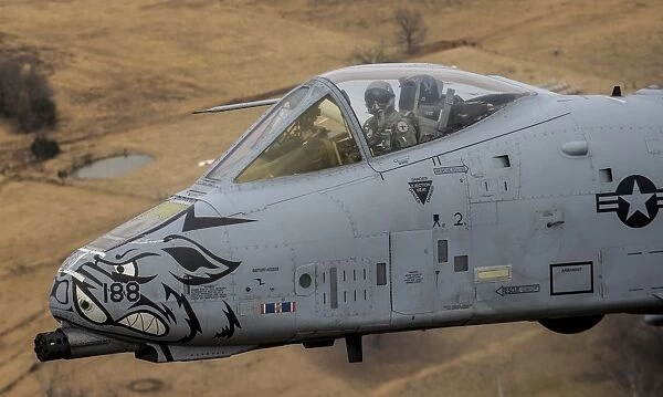 Close-up view of the nose cone on an A-10 Thunderbolt II