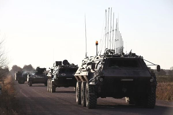 A convoy of German Army TPz Fuchs armored personnel carriers