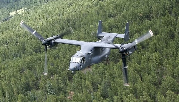 A CV-22 Osprey on a training mission over New Mexico