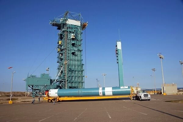 The Delta II first stage for the OSTM  /  Jason-2 spacecraft arrives