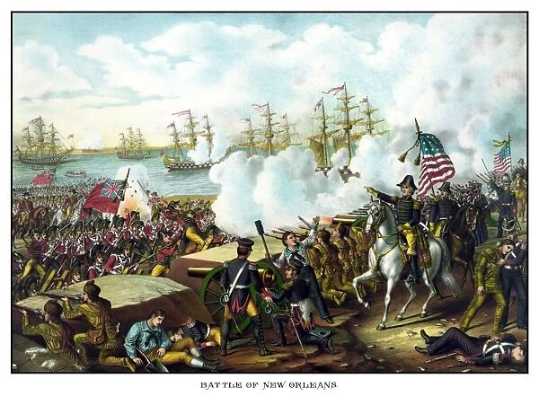 Digitally restored War of 1812 print at the Battle of New Orleans