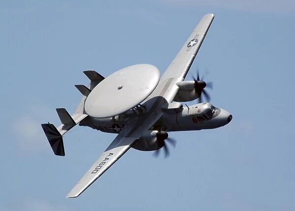 An E-2C Hawkeye executes a high performance fly-by during an Air Power Demonstration
