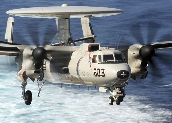 An E-2C Hawkeye prepares for landing