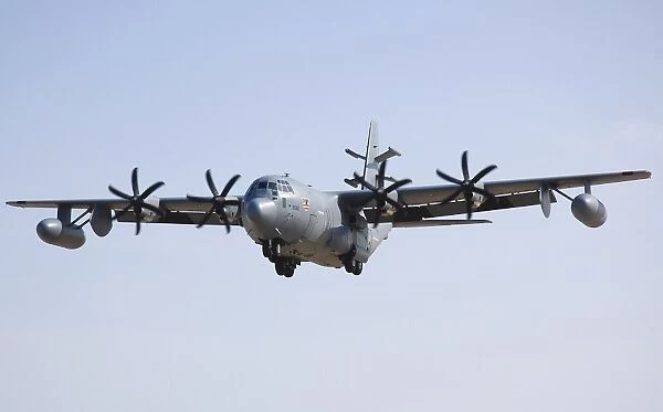 An EC-130J Commando Solo aircraft prepares to land