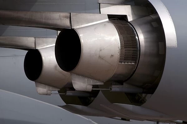 The engines on a C-17 Globemaster of the U. S. Air Force