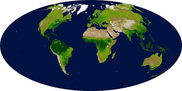 Enhanced Vegetation Index map showing the density of plant growth over the entire globe
