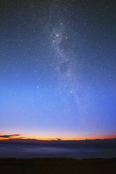 The Eta Carina nebula and the Milky Way visible at dawn