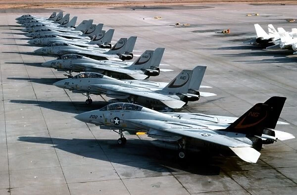 F-14A Tomcats on the flight line at NAS Miramar, San Diego, California