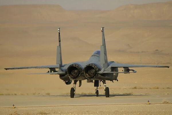 An F-15C Baz of the Israeli Air Force taxiing at Ovda Airbase