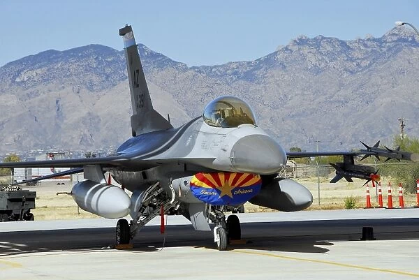An F-16 Fighting Falcon sits ready to deploy