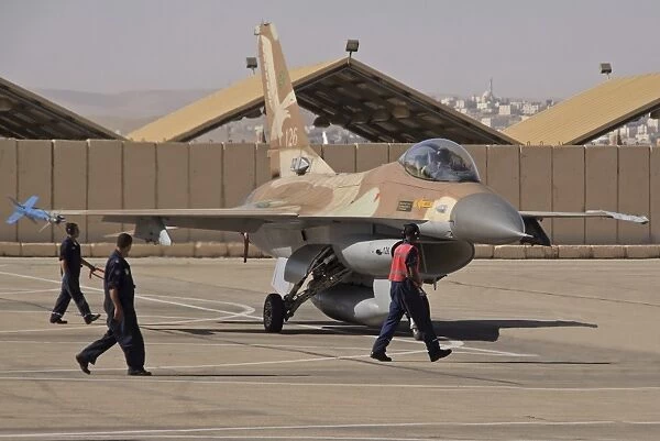 An F-16A Netz of the Israeli Air Force under inspection before take-off