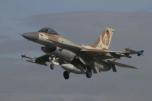 An F-16C Barak of the Israeli Air Force prepares for landing