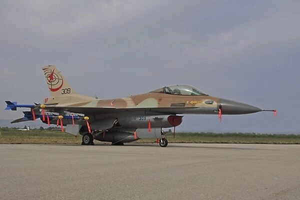 An F-16C Barak of the Israeli Air Force on the runway