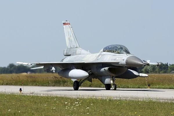 An F-16C Block 50 aircraft of the Hellenic Air Force in Lechfeld, Germany