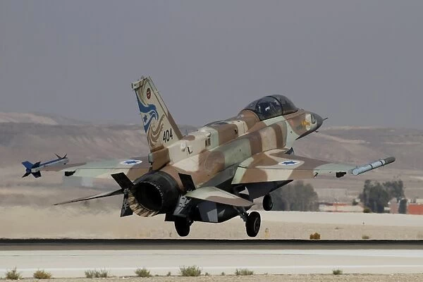 An F-16I Sufa of the Israeli Air Force landing at Ovda Air Force Base