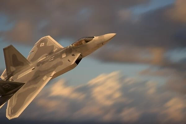 F-22 Raptor flying at high-speed over Nevada