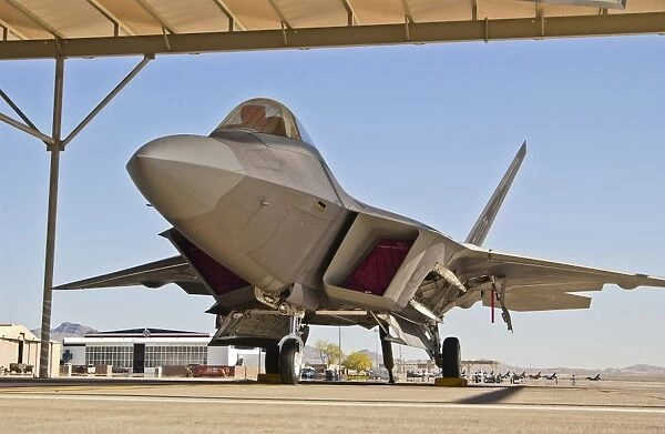 An F-22A Raptor parked at Nellis Air Force Base, Nevada