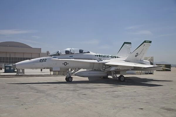 An F  /  A-18B Hornet in centennial markings