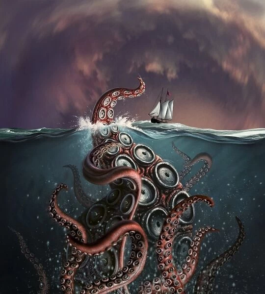 A fantastical depiction of the legendary Kraken