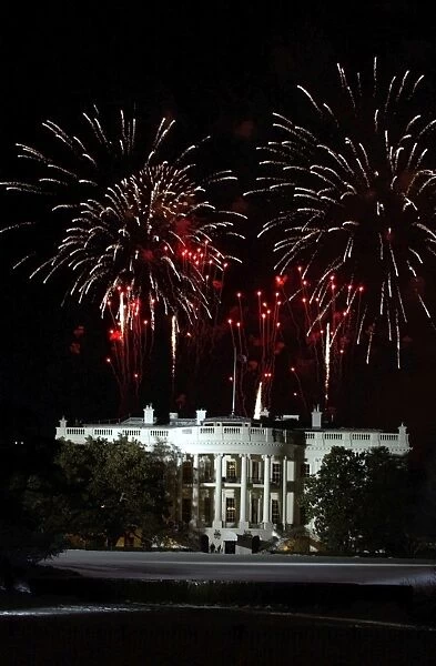 Fireworks explode over the White House