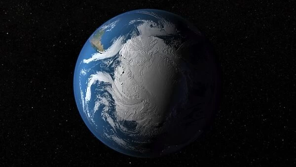Ful Earth showing simulated clouds over Antarctica