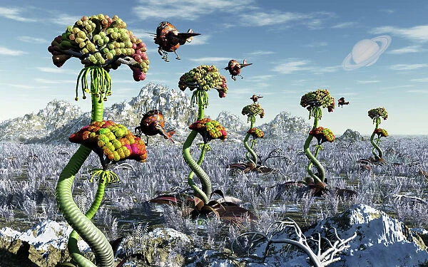 A futuristic alien plant harvest