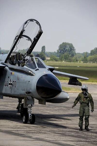 German Air Force Tornado backseater in front of his aircraft