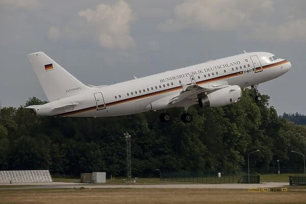 German Air Force VIP shuttle A319 taking off from Laage, Germany