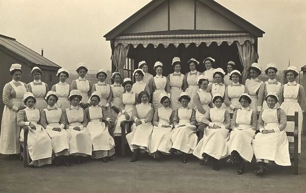 Group portrait of nurses at King George Military Hospital, London, 1915