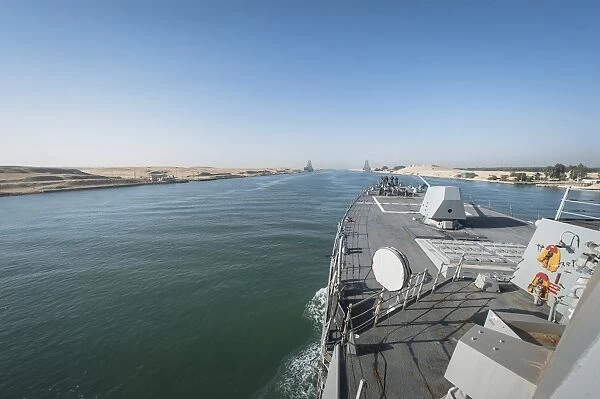 The guided-missile destroyer USS Stockdale transits the Suez Canal